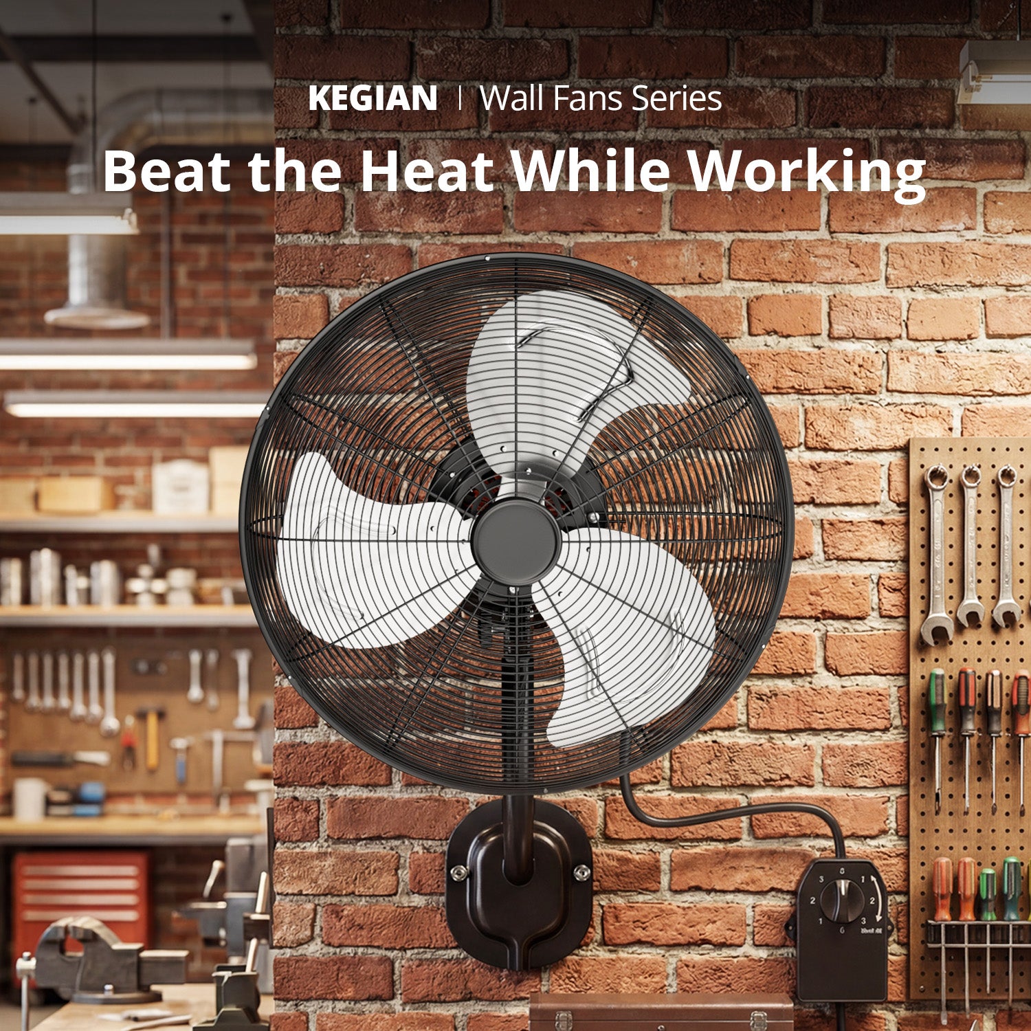 KEGIAN 20" Wall Mount Fan, Wall Fans Oscillating with 3 Speeds, 100° Oscillation, Max 5600 CFM, Adjustable Tilt, Heavy Duty, High Velocity, Outdoor Fans for Patios
