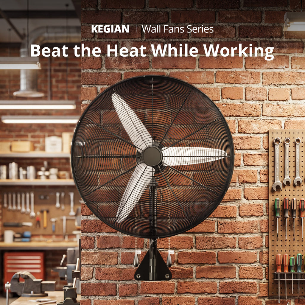 KEGIAN 26 Inch Wall Mount Fan, 9200 CFM High Velocity Oscillating Fan with 3 Speeds, Adjustable Tilt, Heavy Duty Industrial Wall Mounted Fan for Garage, Shop, Patio, Porch, Outdoor