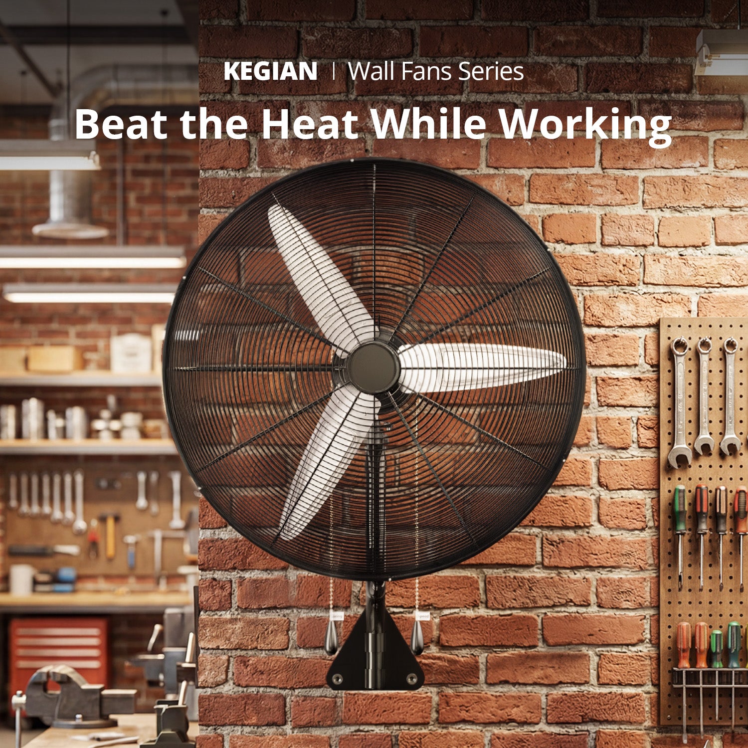 KEGIAN 30 Inch Wall Mount Fan, 11200 CFM High Velocity Oscillating Fan with 3 Speeds, Adjustable Tilt, Heavy Duty Industrial Wall Mounted Fan for Garage, Shop, Patio, Porch, Outdoor