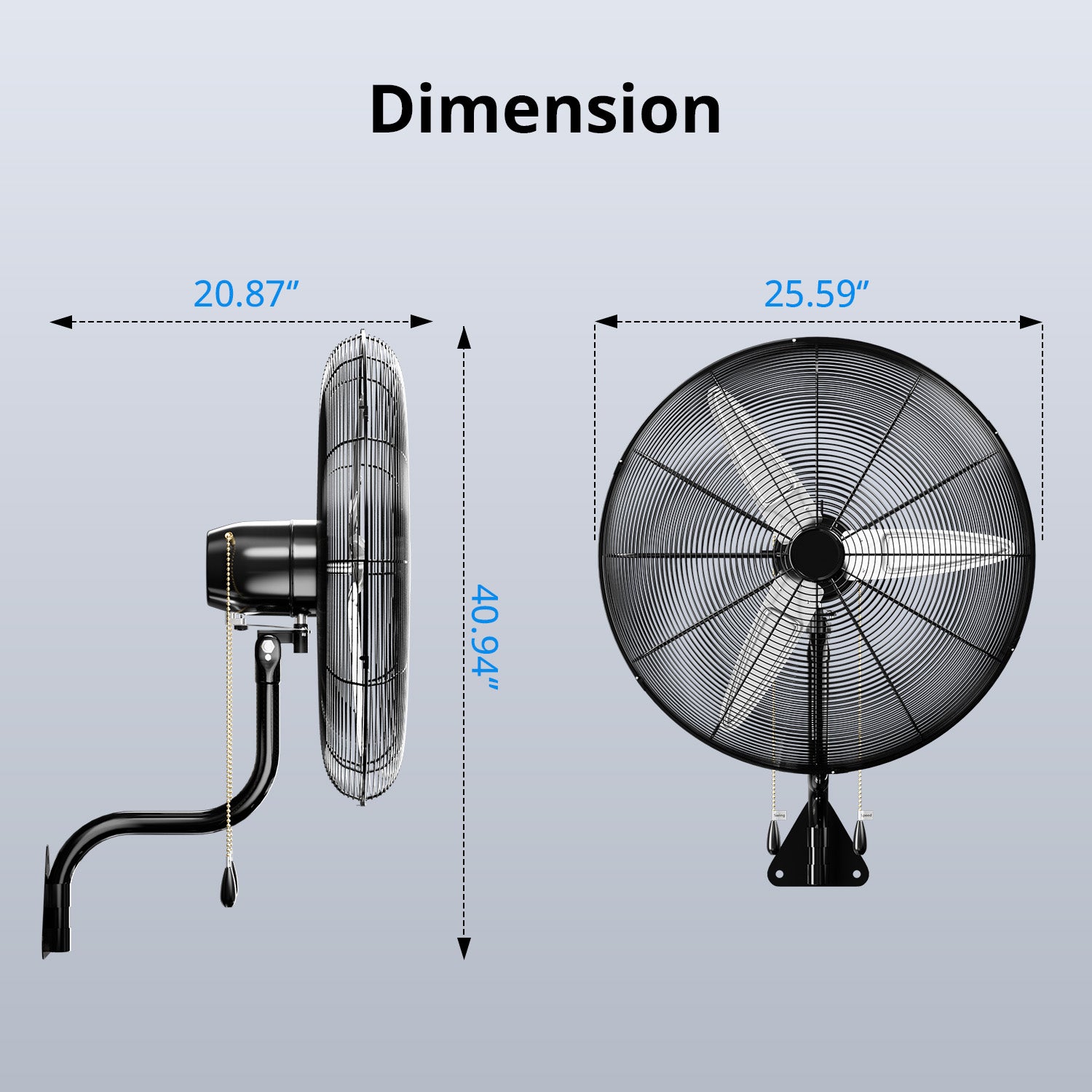 KEGIAN 26 Inch Wall Mount Fan, 9200 CFM High Velocity Oscillating Fan with 3 Speeds, Adjustable Tilt, Heavy Duty Industrial Wall Mounted Fan for Garage, Shop, Patio, Porch, Outdoor