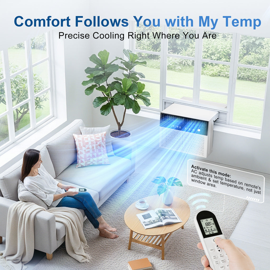 KEGIAN U-Shaped Window Air Conditioner 10,000 BTU, Ultra Quiet Window AC Units Cools up to 450 Sq. Ft, 6 Modes, 24H Timer, Remote, Energy Saver, Easy Install for Bedroom, Home and Office