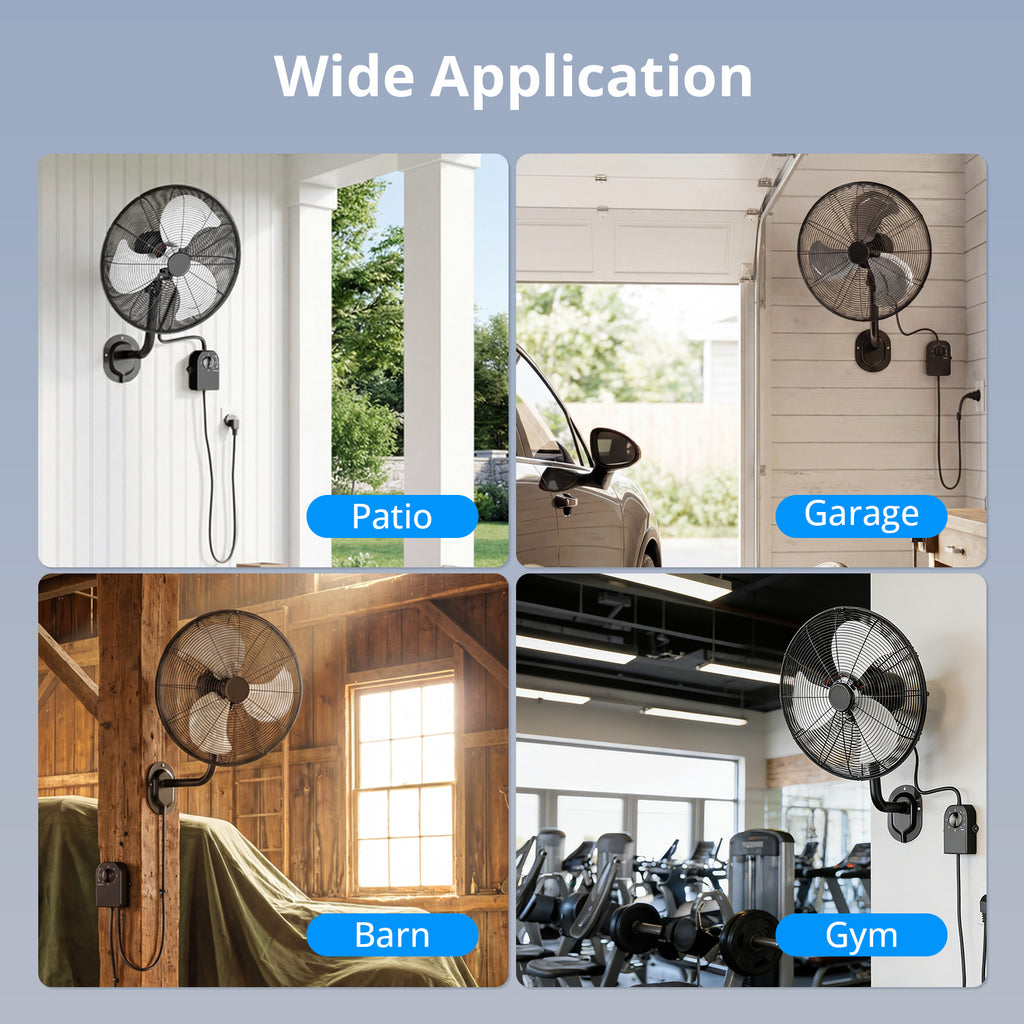 KEGIAN 20" Wall Mount Fan, Wall Fans Oscillating with 3 Speeds, 100° Oscillation, Max 5600 CFM, Adjustable Tilt, Heavy Duty, High Velocity, Outdoor Fans for Patios