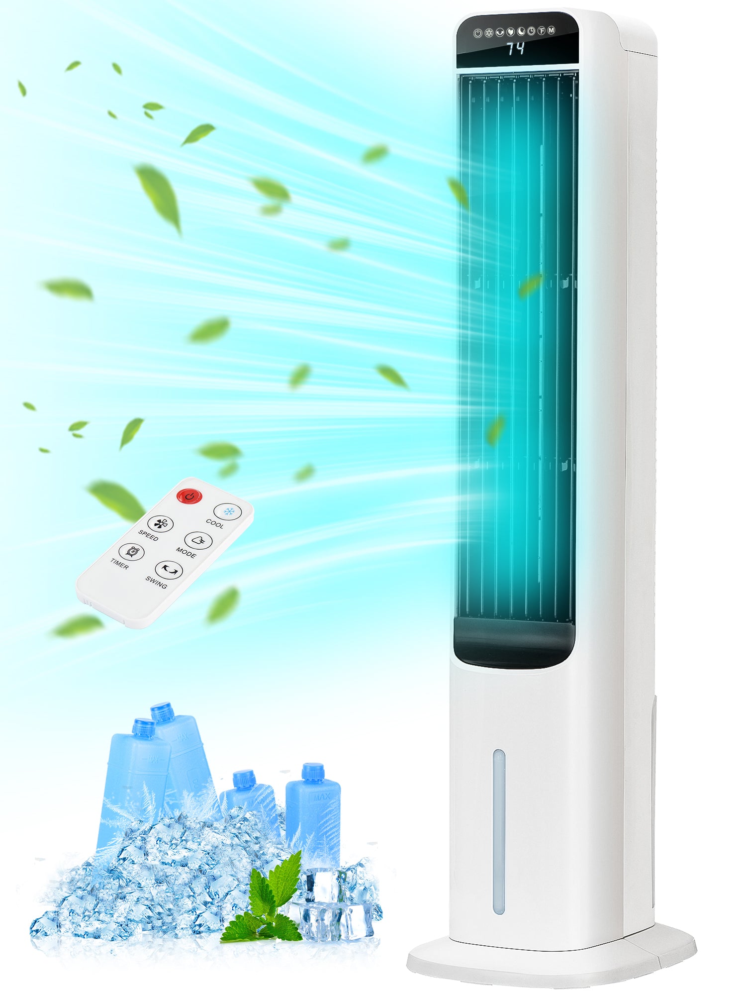 KEGIAN Windowless Portable Air Conditioners, 41" Cooling Fans that Blow Cold Air, Evaporative Air Cooler with 4Modes & 3Speeds, 12H Timer, Remote, 120° Oscillation, Tower Swamp Cooler for Bedroom