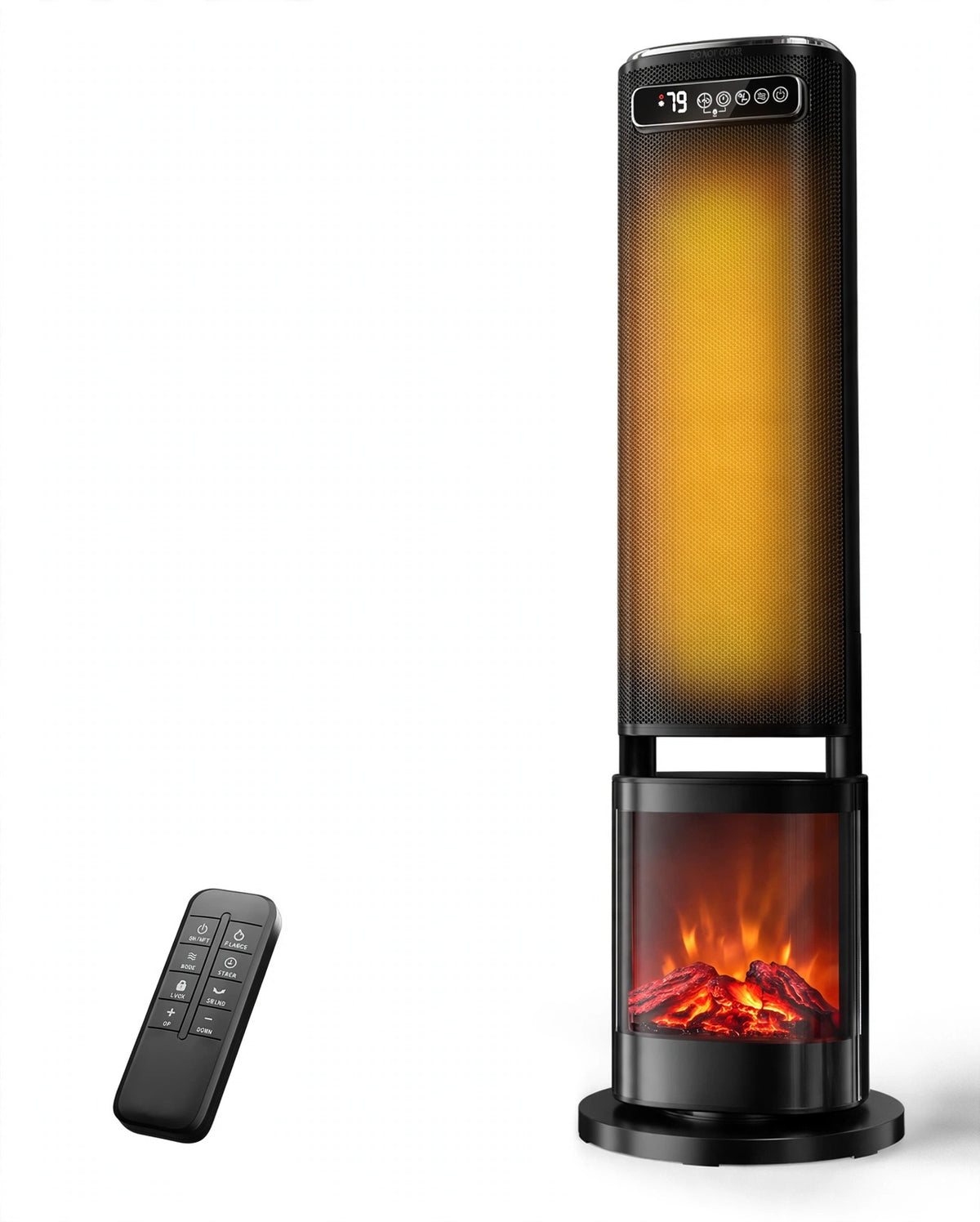 31-Inch Portable Electric Space Heater for Indoor Use, 1500W Tower Heater for Large Rooms, Bedrooms and Offices, 120° Oscillating,24-Hour Timer, Child Lock, ECO Mode