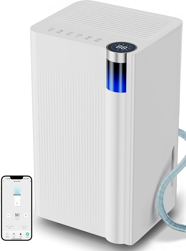KEGIAN 3000 Sq. ft Dehumidifier for Basement, 38 Pint/D Quiet Dehumidifiers for Home, Bedroom, Bathroom, Portable Dehumidifier with Drain Hose, Energy Star Cert, Intelligent Humidity APP Control