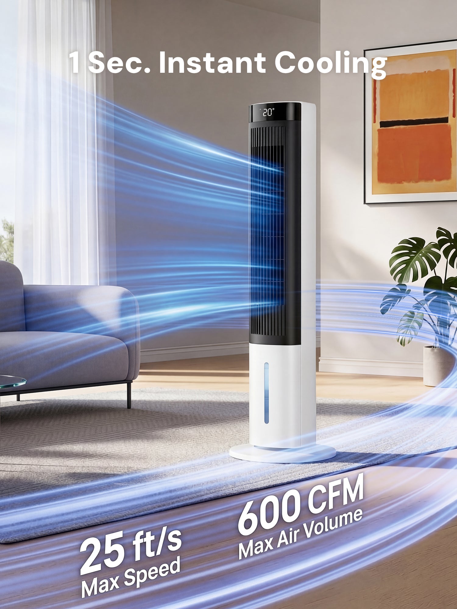 KEGIAN Windowless Portable Air Conditioner, 41" Cooling Fans that Blow Cold Air, Evaporative Air Cooler w/ 4Modes & 3Speeds, 24H Timer, Remote, 20dB Queit Swamp Cooler for Bedroom, Indoor Use