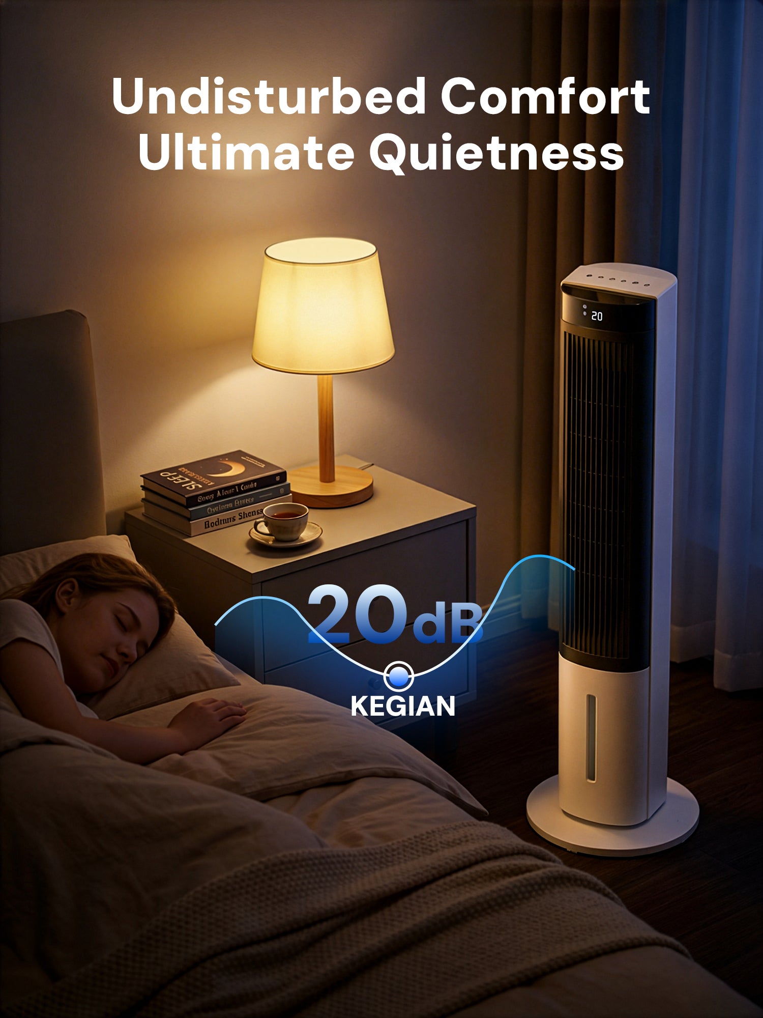 KEGIAN Windowless Portable Air Conditioner, 41" Cooling Fans that Blow Cold Air, Evaporative Air Cooler w/ 4Modes & 3Speeds, 24H Timer, Remote, 20dB Queit Swamp Cooler for Bedroom, Indoor Use