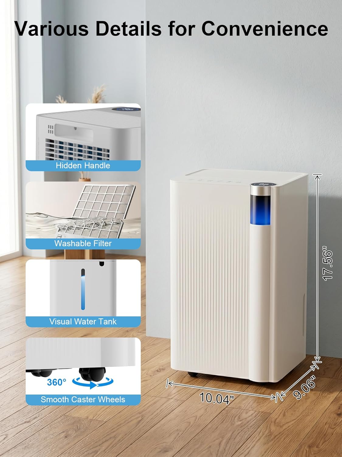 KEGIAN 3000 Sq. ft Dehumidifier for Basement, 38 Pint/D Quiet Dehumidifiers for Home, Bedroom, Bathroom, Portable Dehumidifier with Drain Hose, Energy Star Cert, Intelligent Humidity APP Control