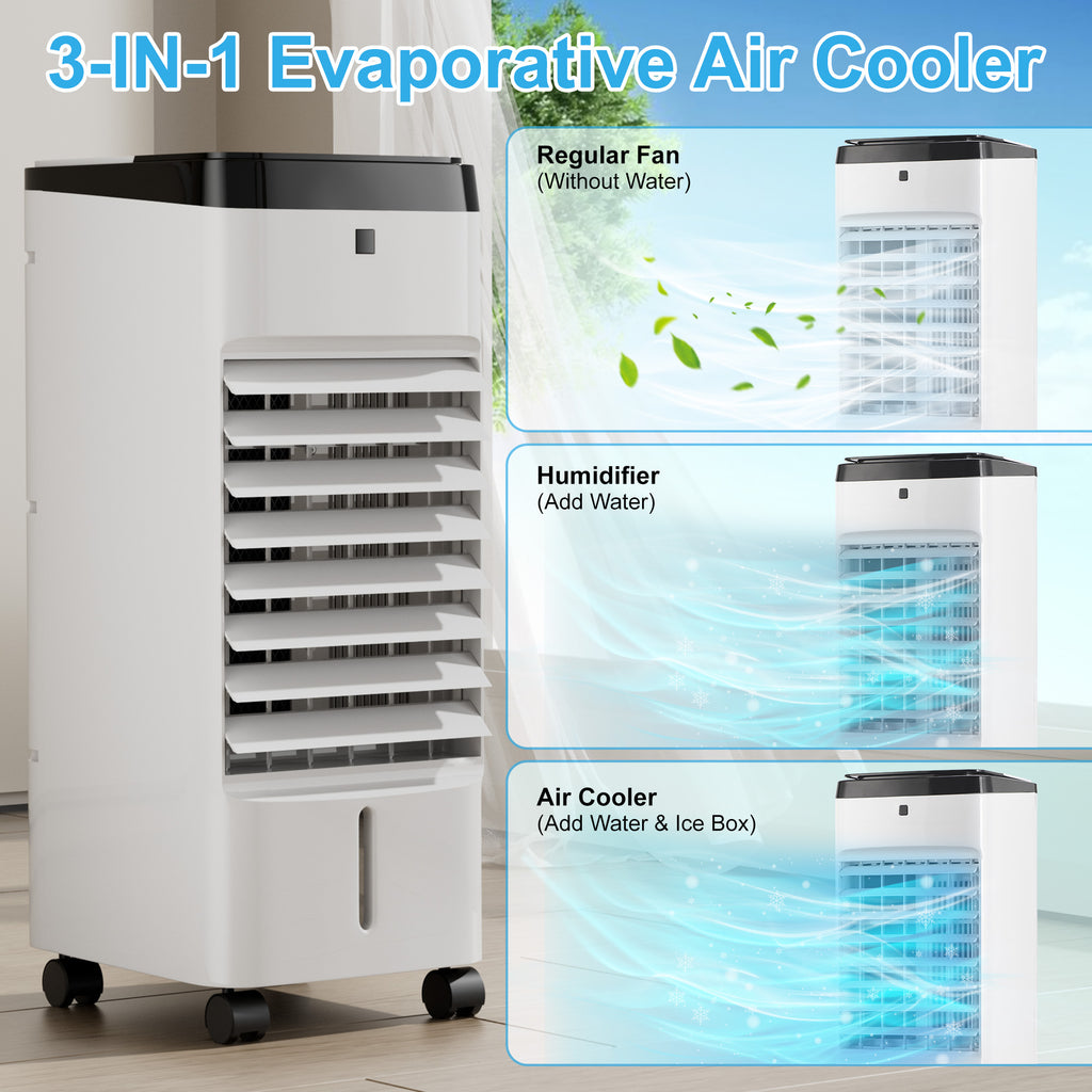 KEGIAN Swamp Cooler, Windowless Portable Air Conditioners with Remote, 120° Oscillation, 4 Modes & 3 Speeds, 12H Timer, 3-in-1 Evaporative Air Cooler, Cooling Fans for Bedroom, Home, Office