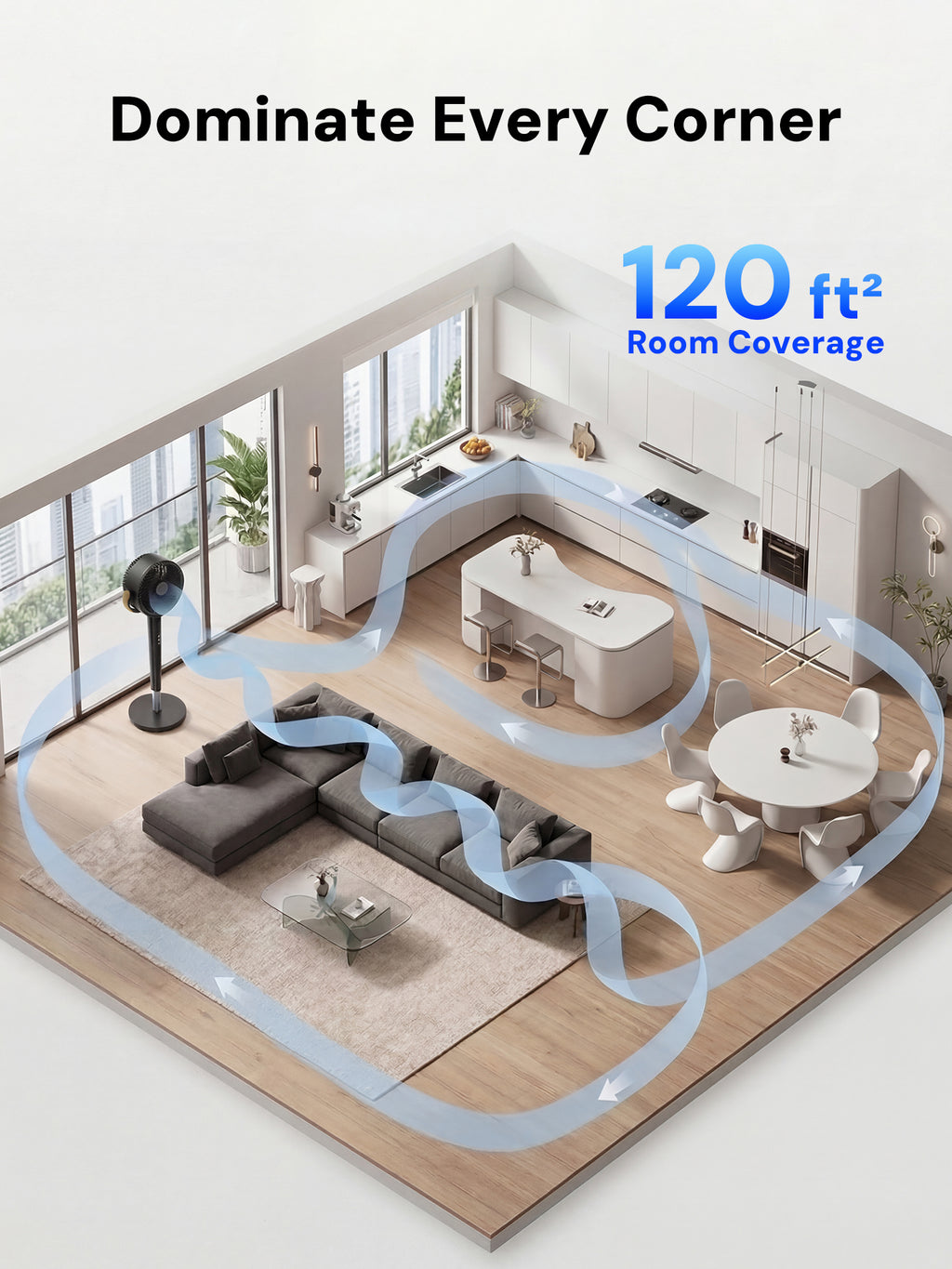 KEGIAN Fan for Bedroom, 20dB Quiet Pedestal Fan with 120ft Airflow, Remote, 12H Timer, 16 Speeds & 4 Modes, 120° Oscillating Standing Fan, 38-46" High Velocity Floor Fan for Home, Office, Indoor Use