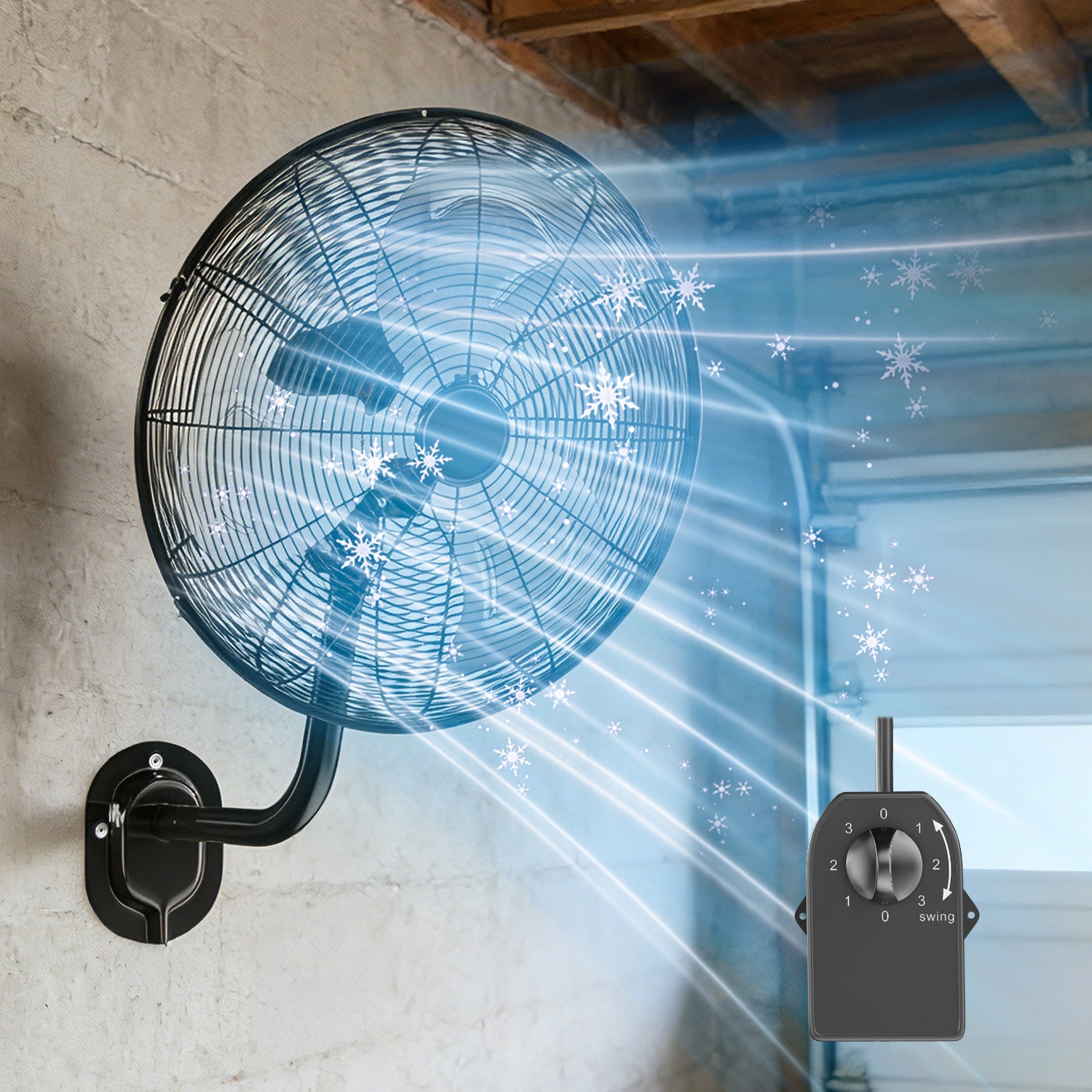 KEGIAN 20" Wall Mount Fan, Wall Fans Oscillating with 3 Speeds, 100° Oscillation, Max 5600 CFM, Adjustable Tilt, Heavy Duty, High Velocity, Outdoor Fans for Patios