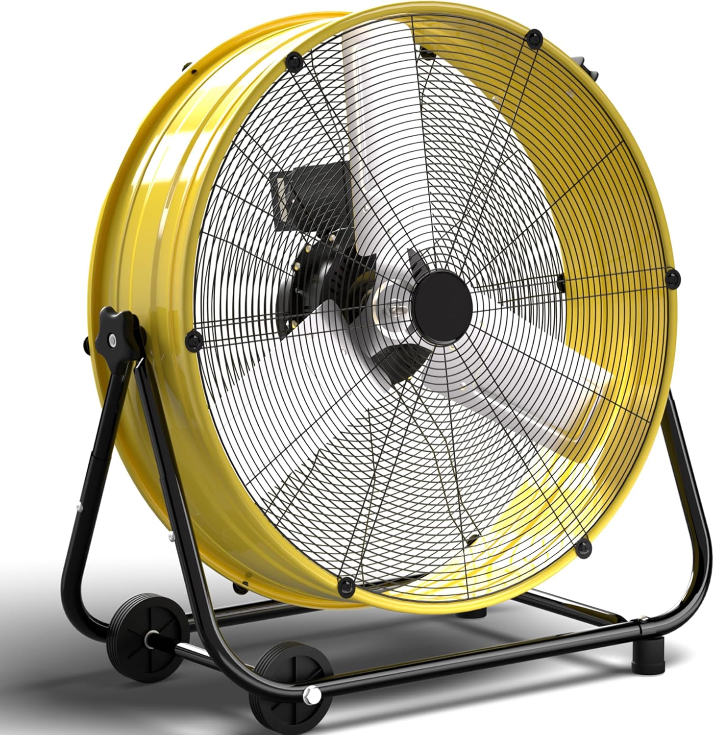 36" Industrial Drum Fan, 21800 CFM High Velocity Floor Fan, Heavy Duty, 3-Speed, 360° Fully Adjustable Tilt, Portable Wheels & Handle for Commercial, Warehouse, Garage, Workshop, Gym-ETL Certified