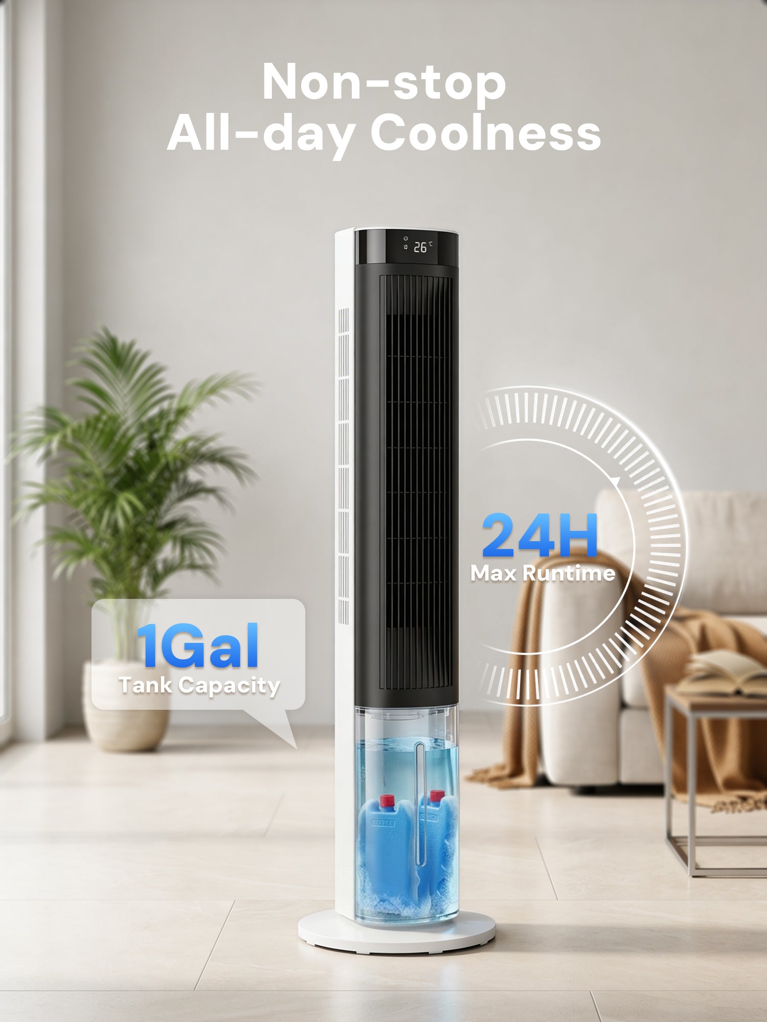 KEGIAN Windowless Portable Air Conditioner, 41" Cooling Fans that Blow Cold Air, Evaporative Air Cooler w/ 4Modes & 3Speeds, 24H Timer, Remote, 20dB Queit Swamp Cooler for Bedroom, Indoor Use