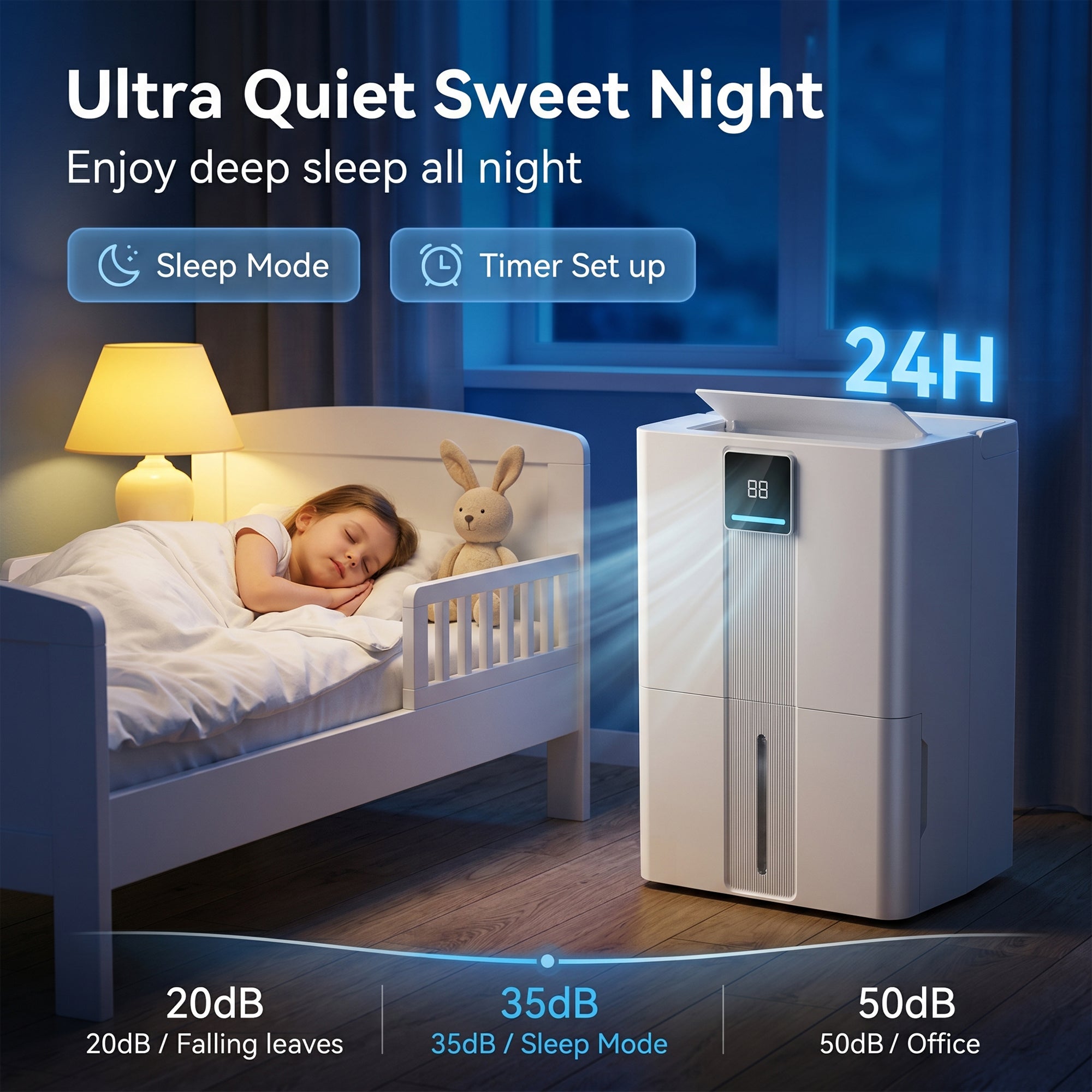KEGIAN Dehumidifier with Drain Hose, 100 Pint 6000 sq.ft Portable Dehumidifier for Basement, Quiet, Energy Efficient, Smart Humidity Control for Bathroom, Bedroom, Garage, Home