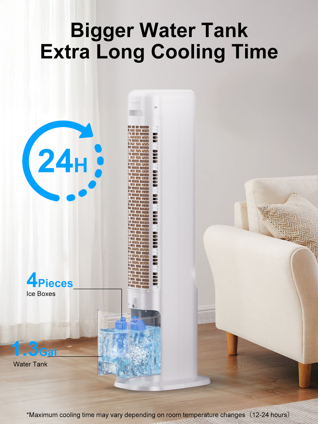 KEGIAN Windowless Portable Air Conditioners, 41" Cooling Fans that Blow Cold Air, Evaporative Air Cooler with 4Modes & 3Speeds, 12H Timer, Remote, 120° Oscillation, Tower Swamp Cooler for Bedroom
