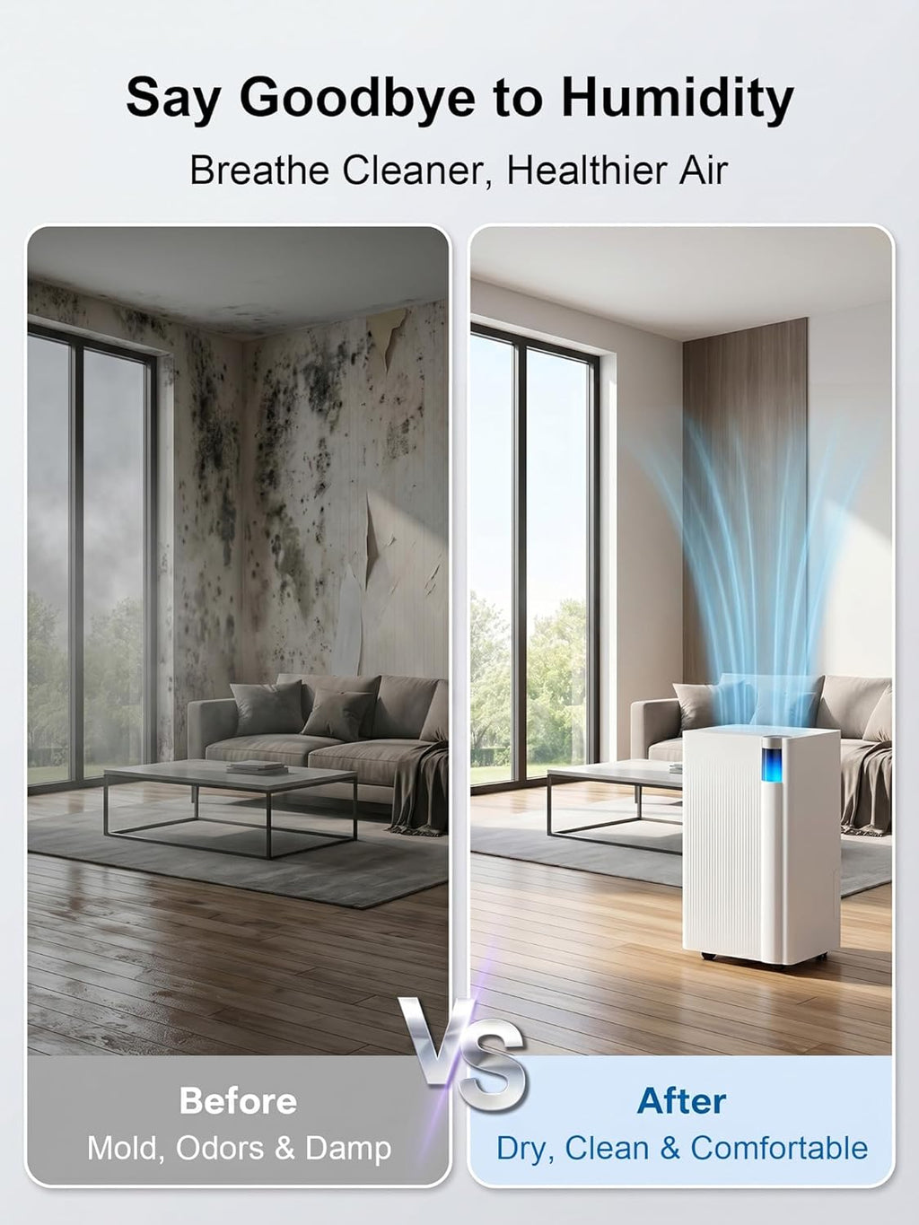 KEGIAN 3000 Sq. ft Dehumidifier for Basement, 38 Pint/D Quiet Dehumidifiers for Home, Bedroom, Bathroom, Portable Dehumidifier with Drain Hose, Energy Star Cert, Ideal for Large Rooms, Garage, RV
