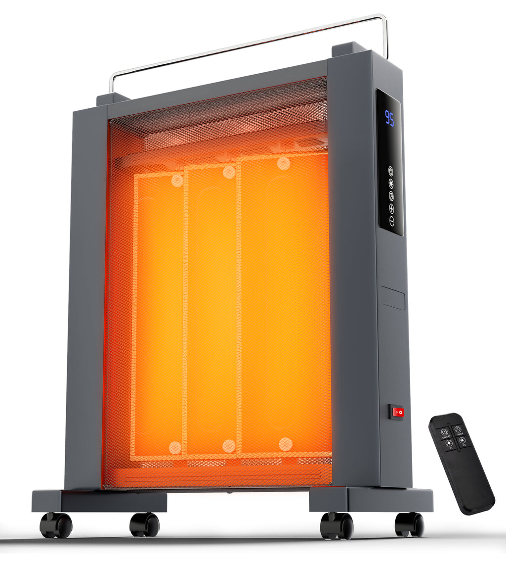 1500W Space Heaters for Indoor Use, 23‘’ Portable Mica Infrared Heater for Large Room with Thermostat, Energy Efficient, Auto-Off, Child Lock, Timer, Remote, Quiet Whole Room Heater for Bedroom Office