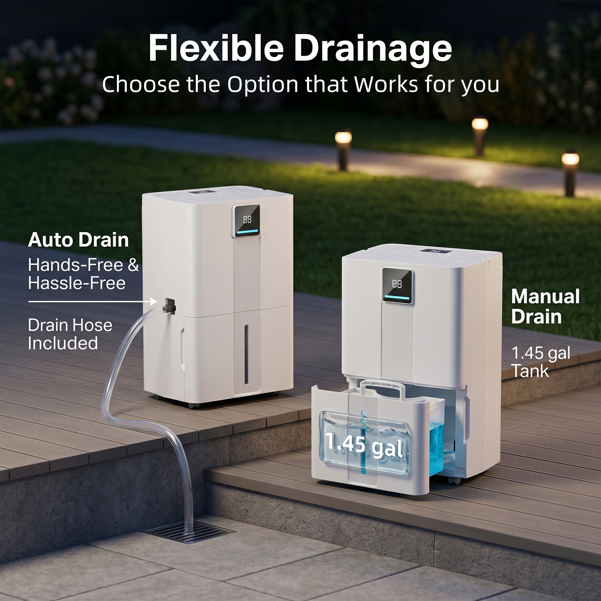 KEGIAN Dehumidifier with Drain Hose, 100 Pint 6000 sq.ft Portable Dehumidifier for Basement, Quiet, Energy Efficient, Smart Humidity Control for Bathroom, Bedroom, Garage, Home