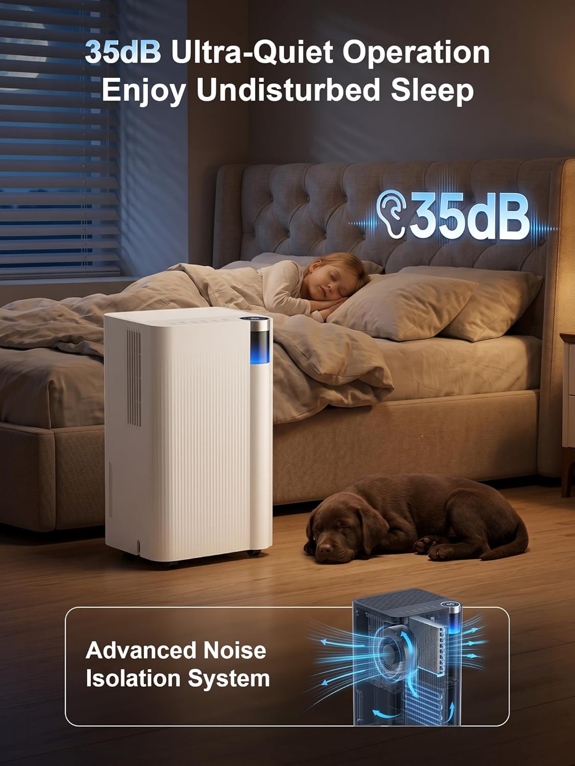 KEGIAN 3000 Sq. ft Dehumidifier for Basement, 38 Pint/D Quiet Dehumidifiers for Home, Bedroom, Bathroom, Portable Dehumidifier with Drain Hose, Energy Star Cert, Ideal for Large Rooms, Garage, RV