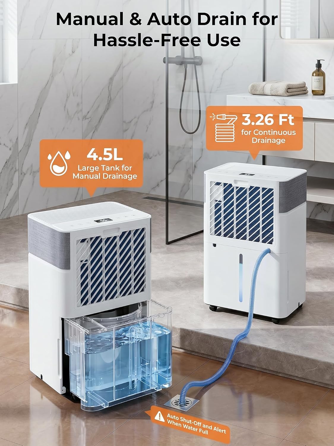 KEGIAN 4000 Sq.Ft Dehumidifier for Basement, 55 Pint Dehumidifiers for Home, Bedroom, Bathroom, Large Room, Portable Energy Star Dehumidifier with Drain Hose, Intelligent Humidistat, Quiet Operation