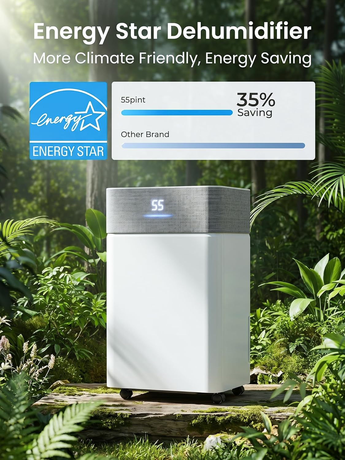 KEGIAN 4000 Sq.Ft Dehumidifier for Basement, 55 Pint Dehumidifiers for Home, Bedroom, Bathroom, Large Room, Portable Energy Star Dehumidifier with Drain Hose, Intelligent Humidistat, Quiet Operation