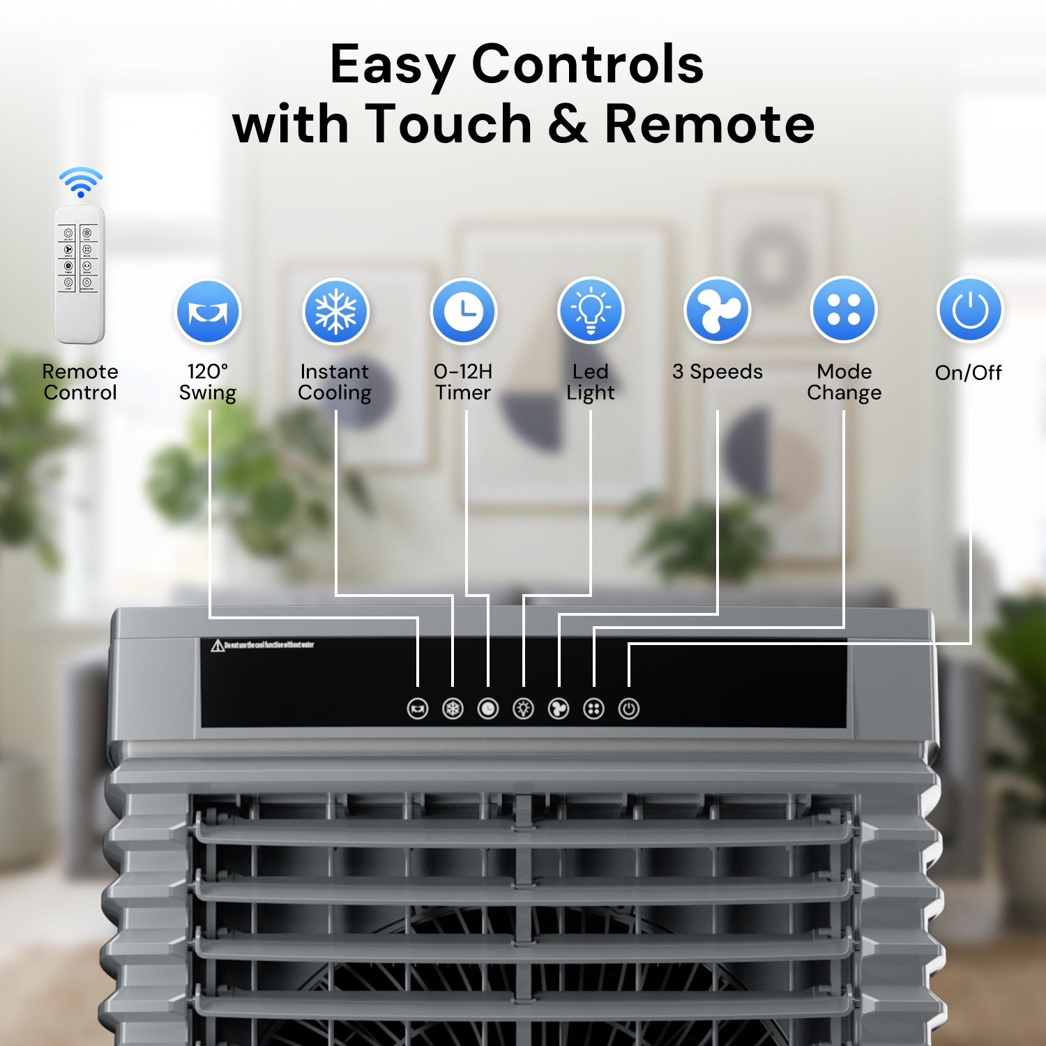 KEGIAN Swamp Cooler, 41" Evaporative Air Cooler w/ 13.5Gal Detachable Tank,120° Oscillation, 12H Timer, Remote, Energy Efficient Windowless Portable Air Conditioner, Cooling Fan for Indoor/Outdoor Use