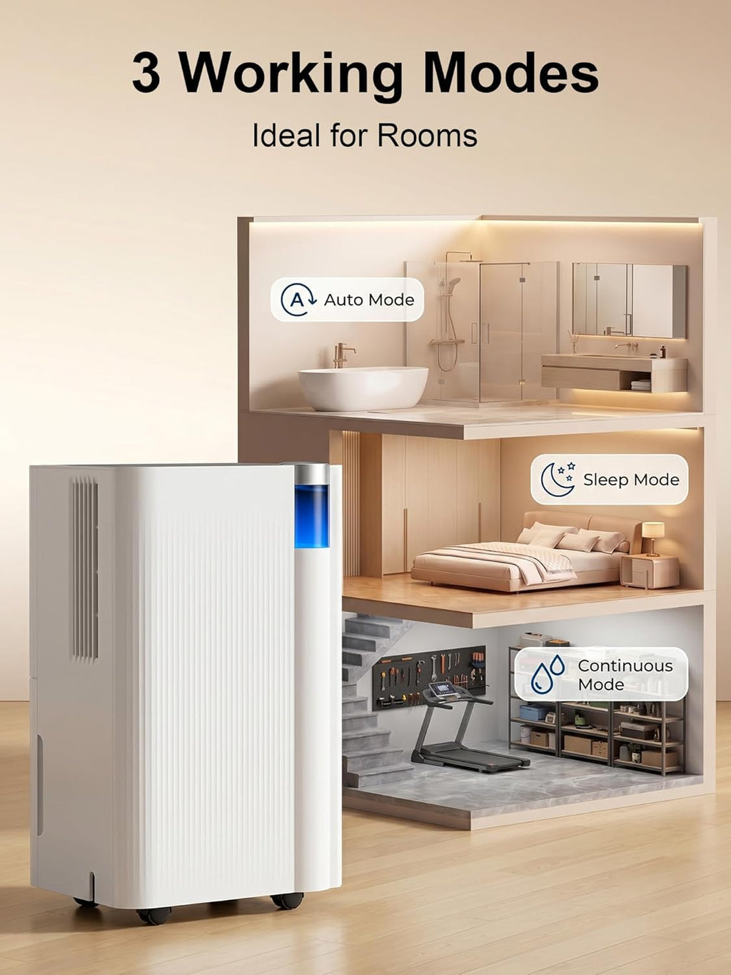 KEGIAN 3000 Sq. ft Dehumidifier for Basement, 38 Pint/D Quiet Dehumidifiers for Home, Bedroom, Bathroom, Portable Dehumidifier with Drain Hose, Energy Star Cert, Ideal for Large Rooms, Garage, RV