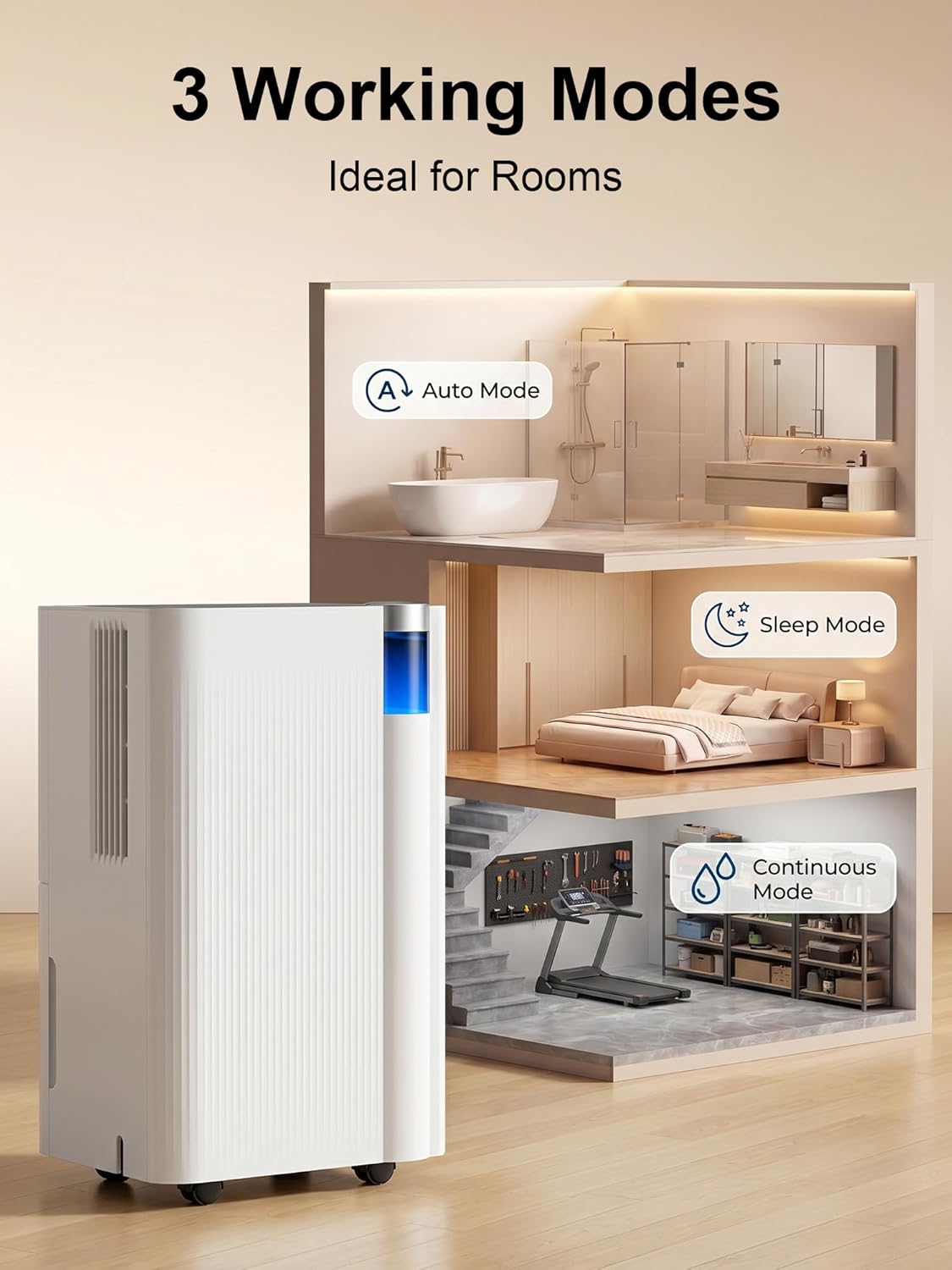 KEGIAN 3000 Sq. ft Dehumidifier for Basement, 38 Pint/D Quiet Dehumidifiers for Home, Bedroom, Bathroom, Portable Dehumidifier with Drain Hose, Energy Star Cert, Ideal for Large Rooms, Garage, RV