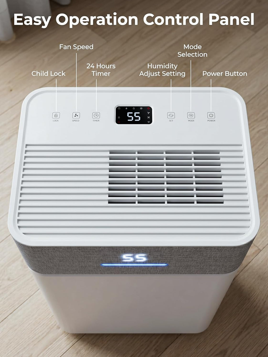 KEGIAN 4000 Sq.Ft Dehumidifier for Basement, 55 Pint Dehumidifiers for Home, Bedroom, Bathroom, Large Room, Portable Energy Star Dehumidifier with Drain Hose, Intelligent Humidistat, Quiet Operation