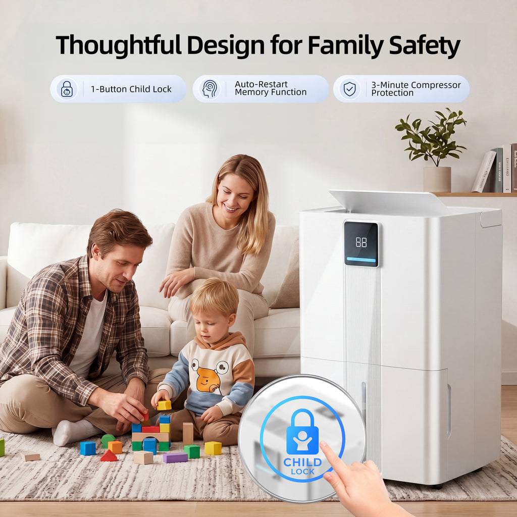 KEGIAN Dehumidifier with Drain Hose, 100 Pint 6000 sq.ft Portable Dehumidifier for Basement, Quiet, Energy Efficient, Smart Humidity Control for Bathroom, Bedroom, Garage, Home