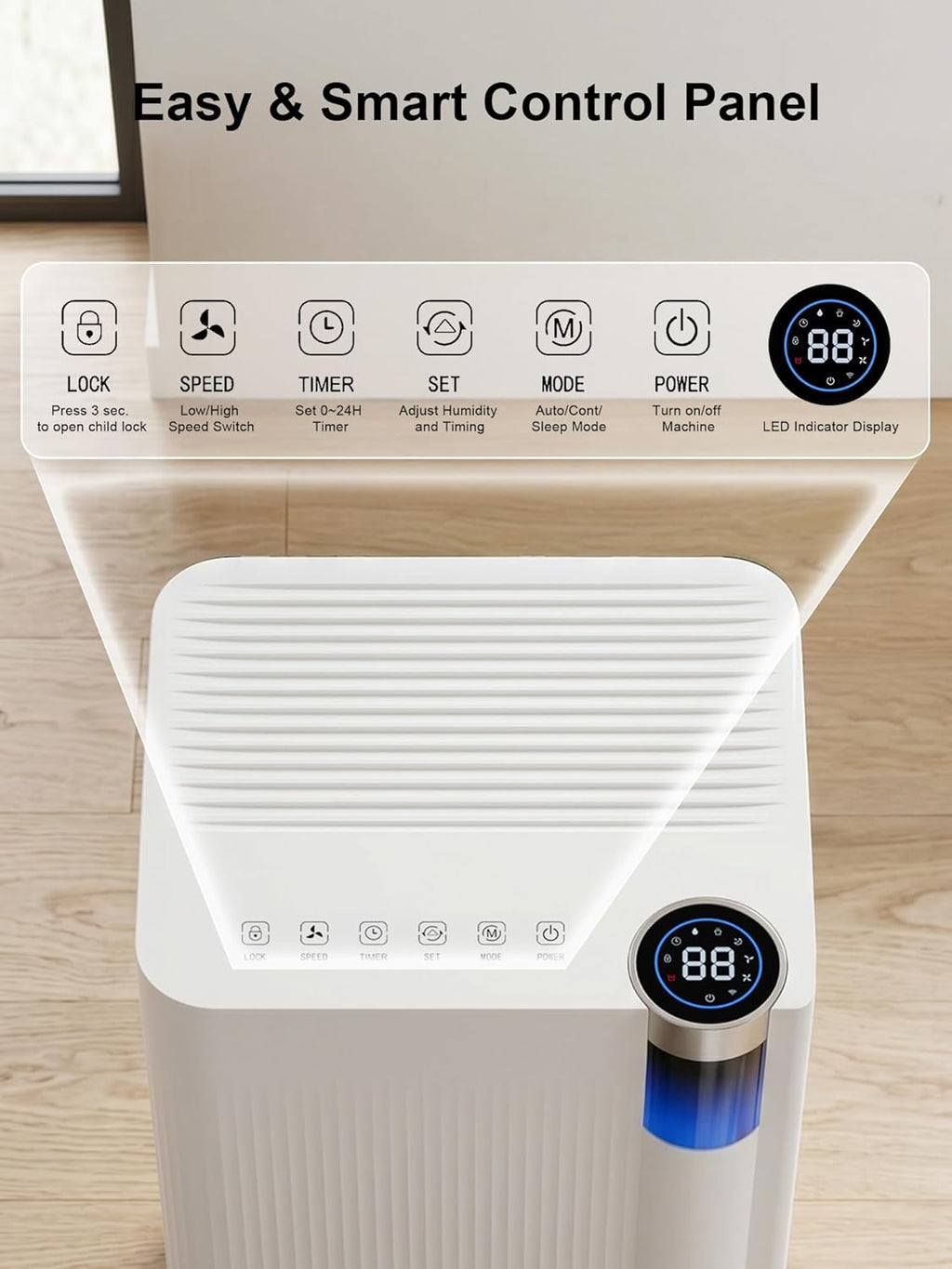 KEGIAN 3000 Sq. ft Dehumidifier for Basement, 38 Pint/D Quiet Dehumidifiers for Home, Bedroom, Bathroom, Portable Dehumidifier with Drain Hose, Energy Star Cert, Ideal for Large Rooms, Garage, RV