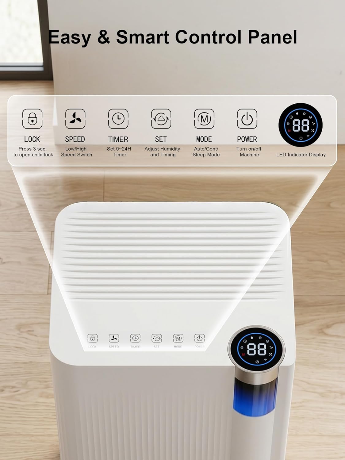KEGIAN 3000 Sq. ft Dehumidifier for Basement, 38 Pint/D Quiet Dehumidifiers for Home, Bedroom, Bathroom, Portable Dehumidifier with Drain Hose, Energy Star Cert, Ideal for Large Rooms, Garage, RV